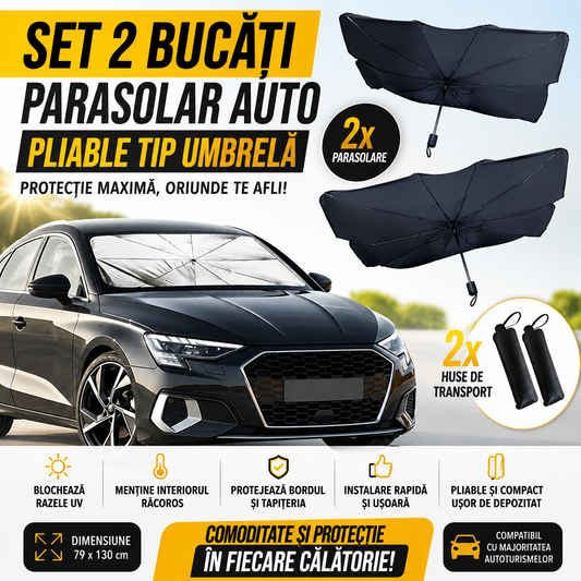 Set 2 bucati Parasolar Auto Pliabil Umbrelă 79x130