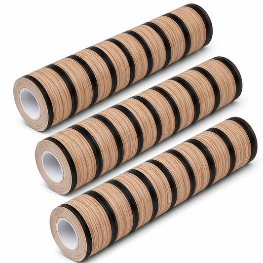 Set 3 Bucăți Tapet Autoadeziv Decorativ 3D Aspect Lamele Lemn, 45 cm x 3 m