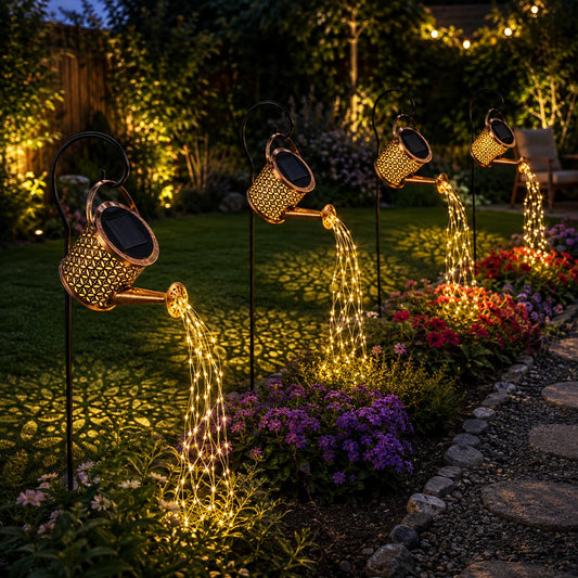 Set 4 Lămpi Solare Tip Stropitoare cu LED pentru Grădină, Iluminare Decorativă Premium, Rezistente la Intemperii