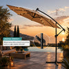 Umbrela Solara de Gradina 305 cm cu 24 LED, Inclinare Reglabila, Impermeabila, Bej