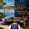 Umbrela Solara de Gradina 305 cm cu 24 LED, Inclinare Reglabila, Impermeabila, Bej