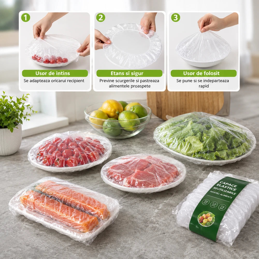 Set 500 Saculeti Alimentari Elastici pentru Pastrarea Alimentelor