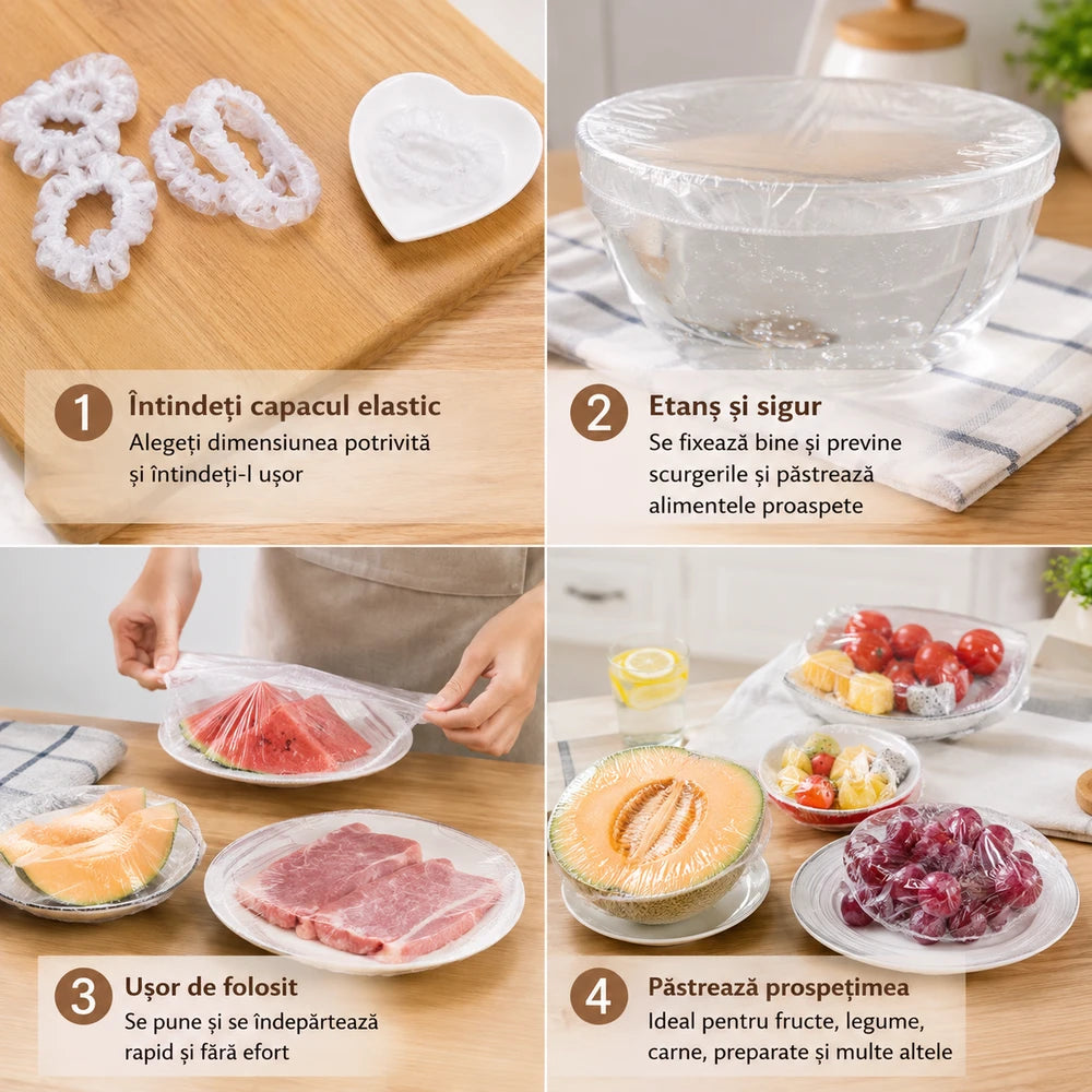 Set 500 Saculeti Alimentari Elastici pentru Pastrarea Alimentelor