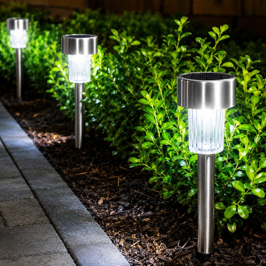 Set 12 Lămpi Solare Inox Pentru Grădină