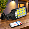 Set 4 Lămpi Solare LED cu Senzor de Mișcare, 60 LED, 800 lm, 3 Moduri, Telecomenzi