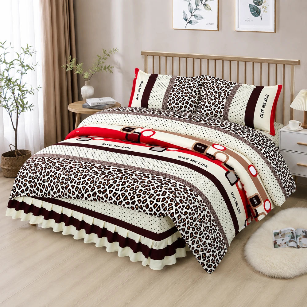 Lenjerie de Pat Premium 4 Piese din Finet – Animal Print, Model H798