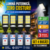 Set 4 Lămpi Solare LED cu Senzor de Mișcare, 60 LED, 800 lm, 3 Moduri, Telecomenzi