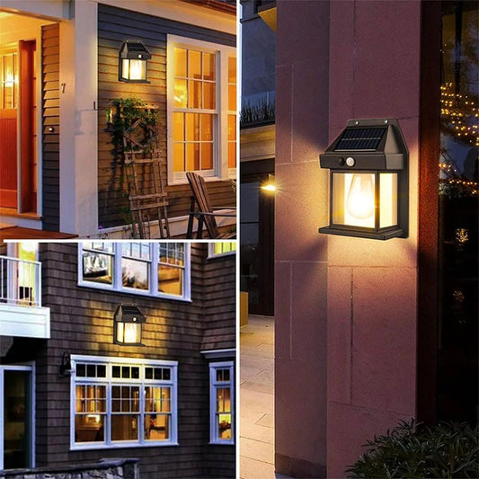 Set 2x Felinar Solar Decorativ Bec LED Senzor de Miscare