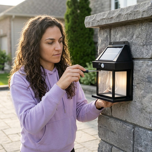 Set 8 Bucăți Lampă Solară de Perete Exterior cu Senzor de Mișcare și Senzor Crepuscular, 3 Moduri Iluminare