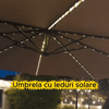 Umbrela Solara de Gradina 305 cm cu 24 LED, Inclinare Reglabila, Impermeabila, Bej